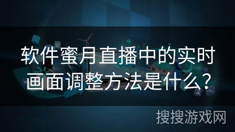 软件蜜月直播中的实时画面调整方法是什么? 软件蜜月直播中的实时画面调整方法是什么?