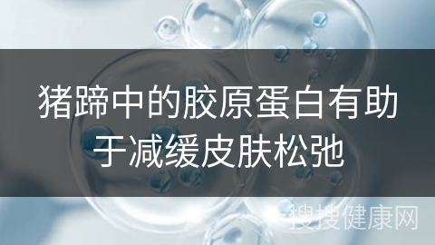 猪蹄中的胶原蛋白有助于减缓皮肤松弛