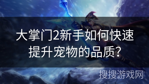 大掌门2新手如何快速提升宠物的品质？