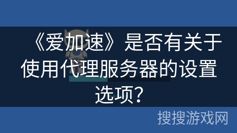 《爱加速》是否有关于使用代理服务器的设置选项？
