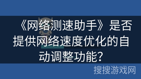 《网络测速助手》是否提供网络速度优化的自动调整功能？