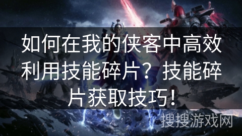 如何在我的侠客中高效利用技能碎片？技能碎片获取技巧！