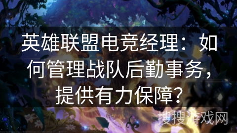 英雄联盟电竞经理:如何管理战队后勤事务,提供有力保障? 英雄联盟电竞经理:如何管理战队后勤事务,提供有力保障?