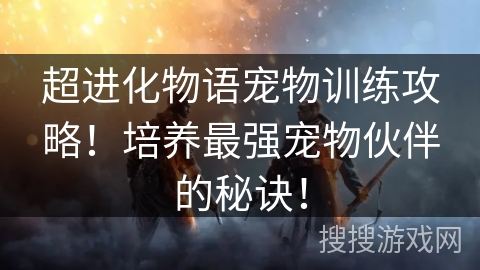 超进化物语宠物训练攻略!培养最强宠物伙伴的秘诀! 超进化物语宠物训练攻略!培养最强宠物伙伴的秘诀!