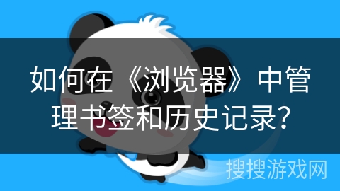如何在《浏览器》中管理书签和历史记录? 如何在《浏览器》中管理书签和历史记录?