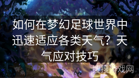 如何在梦幻足球世界中迅速适应各类天气?天气应对技巧 如何在梦幻足球世界中迅速适应各类天气?天气应对技巧