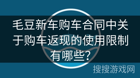 毛豆新车购车合同中关于购车返现的使用限制有哪些？