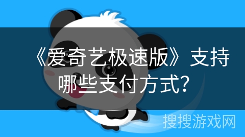 《爱奇艺极速版》支持哪些支付方式？