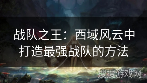 战队之王：西域风云中打造最强战队的方法