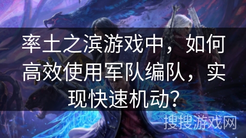 率土之滨游戏中，如何高效使用军队编队，实现快速机动？