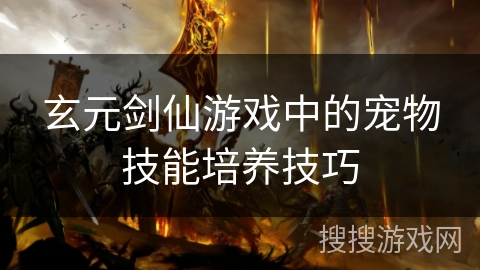 玄元剑仙游戏中的宠物技能培养技巧