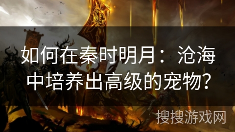 如何在秦时明月：沧海中培养出高级的宠物？