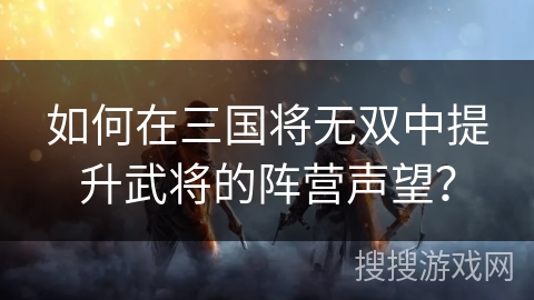 如何在三国将无双中提升武将的阵营声望？