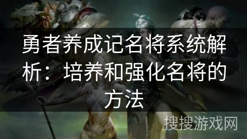 勇者养成记名将系统解析：培养和强化名将的方法