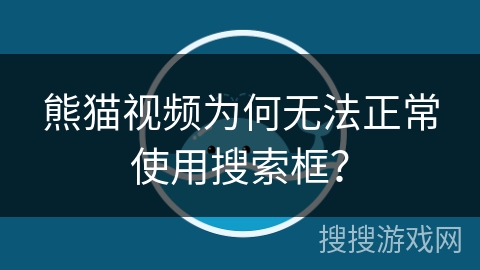 熊猫视频为何无法正常使用搜索框？