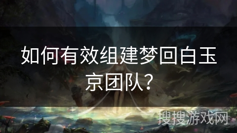 如何有效组建梦回白玉京团队? 如何有效组建梦回白玉京团队?