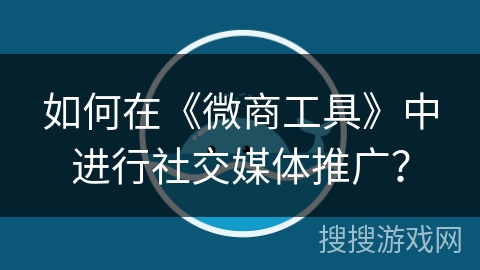 如何在《微商工具》中进行社交媒体推广？