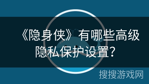 《隐身侠》有哪些高级隐私保护设置？