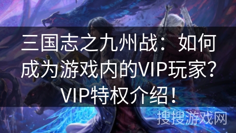 三国志之九州战：如何成为游戏内的VIP玩家？VIP特权介绍！