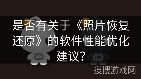 是否有关于《照片恢复还原》的软件性能优化建议？