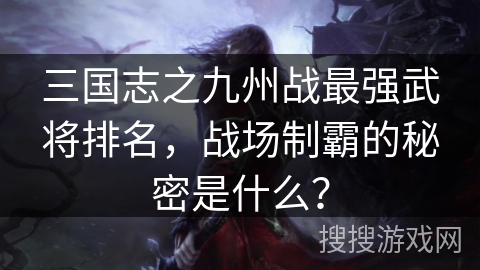 三国志之九州战最强武将排名，战场制霸的秘密是什么？