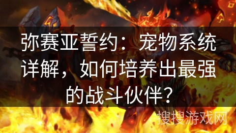 弥赛亚誓约：宠物系统详解，如何培养出最强的战斗伙伴？