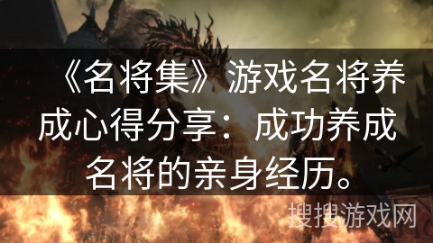 《名将集》游戏名将养成心得分享：成功养成名将的亲身经历。