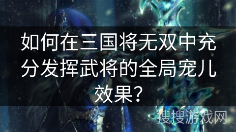如何在三国将无双中充分发挥武将的全局宠儿效果？