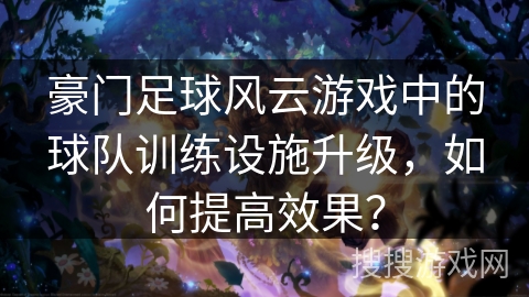 豪门足球风云游戏中的球队训练设施升级,如何提高效果? 豪门足球风云游戏中的球队训练设施升级,如何提高效果?