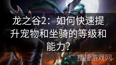 龙之谷2：如何快速提升宠物和坐骑的等级和能力？