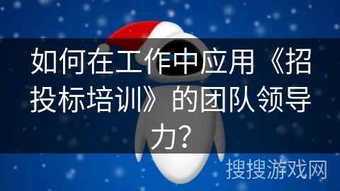 如何在工作中应用《招投标培训》的团队领导力？
