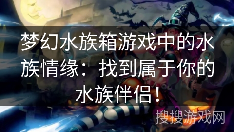 梦幻水族箱游戏中的水族情缘：找到属于你的水族伴侣！