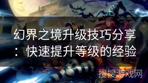 幻界之境升级技巧分享：快速提升等级的经验