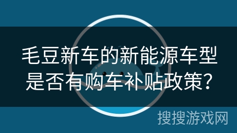 毛豆新车的新能源车型是否有购车补贴政策？