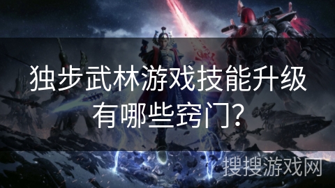 独步武林游戏技能升级有哪些窍门? 独步武林游戏技能升级有哪些窍门?