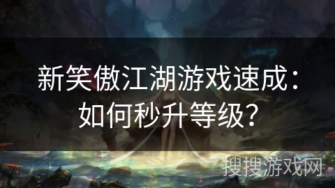 新笑傲江湖游戏速成：如何秒升等级？