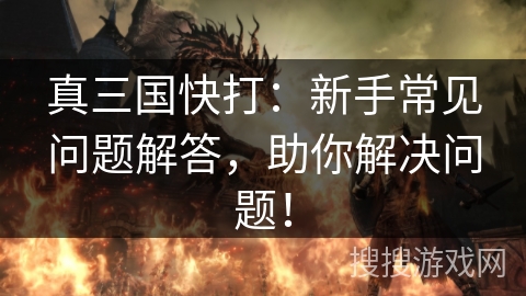 真三国快打:新手常见问题解答,助你解决问题! 真三国快打:新手常见问题解答,助你解决问题!