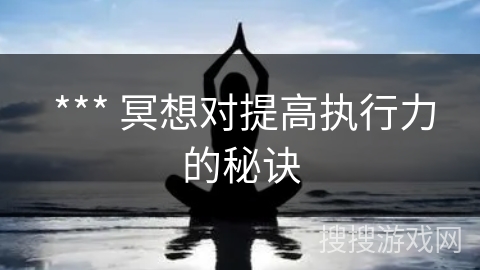  *** 冥想对提高执行力的秘诀