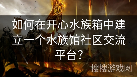 如何在开心水族箱中建立一个水族馆社区交流平台? 如何在开心水族箱中建立一个水族馆社区交流平台?