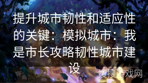 提升城市韧性和适应性的关键：模拟城市：我是市长攻略韧性城市建设