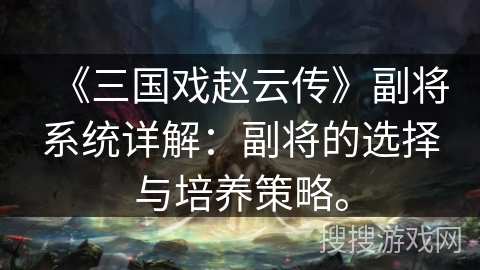 《三国戏赵云传》副将系统详解：副将的选择与培养策略。