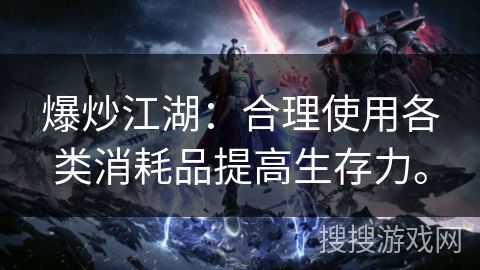 爆炒江湖：合理使用各类消耗品提高生存力。