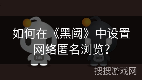 如何在《黑阈》中设置网络匿名浏览？