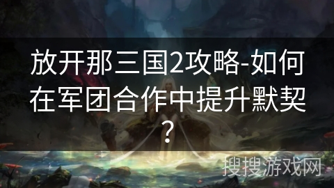 放开那三国2攻略-如何在军团合作中提升默契？