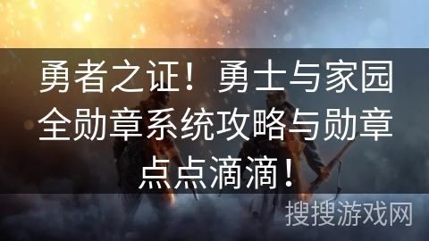 勇者之证!勇士与家园全勋章系统攻略与勋章点点滴滴! 勇者之证!勇士与家园全勋章系统攻略与勋章点点滴滴!