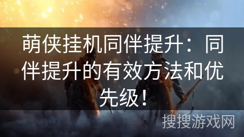 萌侠挂机同伴提升：同伴提升的有效方法和优先级！