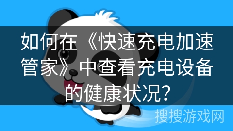 如何在《快速充电加速管家》中查看充电设备的健康状况？
