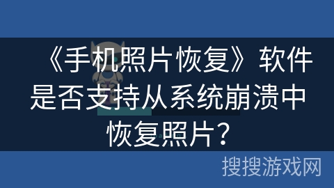 《手机照片恢复》软件是否支持从系统崩溃中恢复照片? 《手机照片恢复》软件是否支持从系统崩溃中恢复照片?