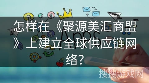 怎样在《聚源美汇商盟》上建立全球供应链网络？