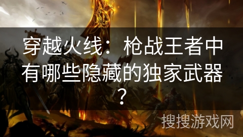 穿越火线：枪战王者中有哪些隐藏的独家武器？